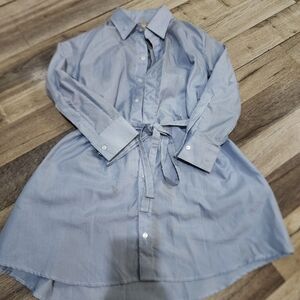 Blue Button-Up Shirt Dress